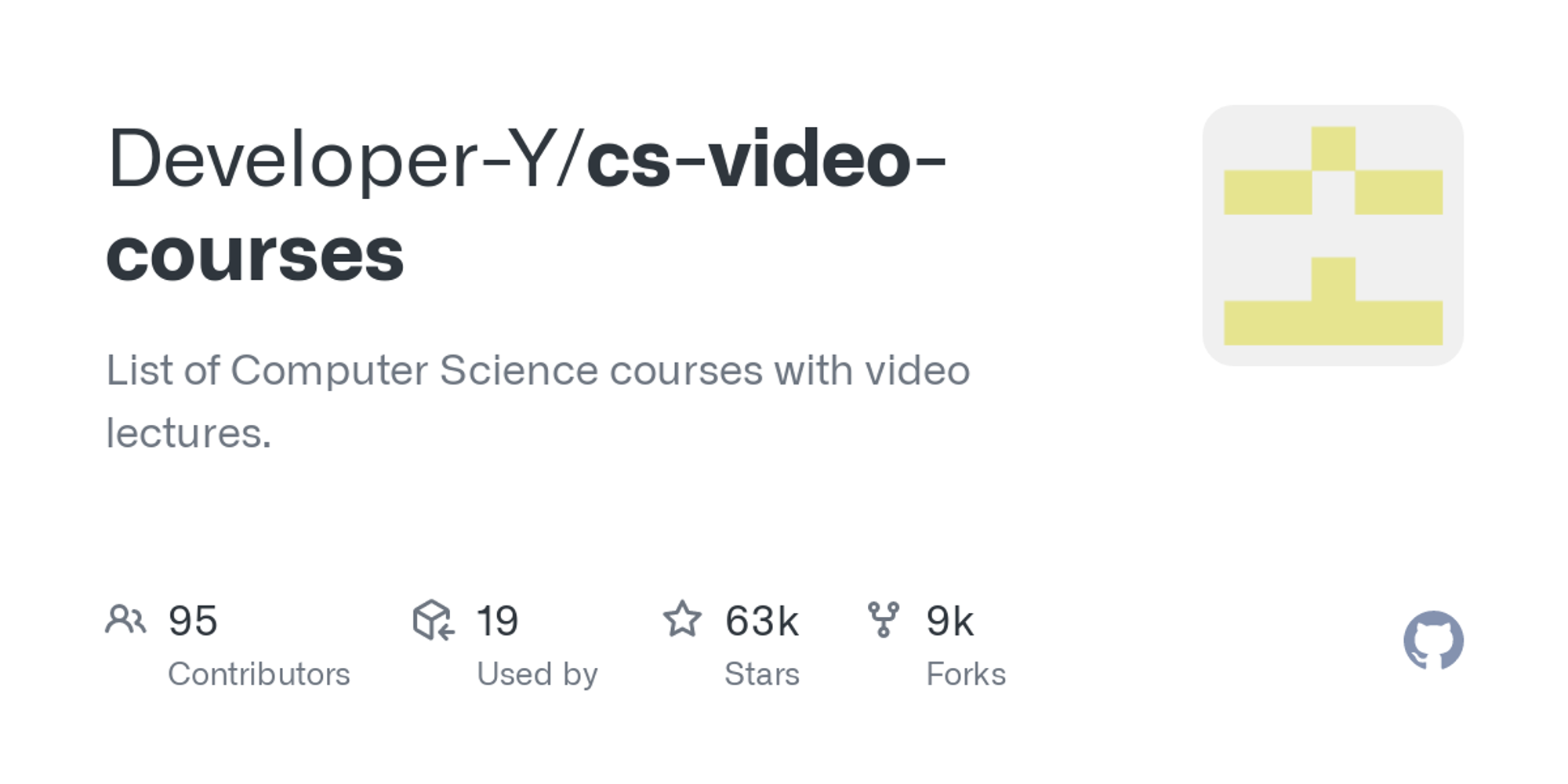 GitHub - Developer-Y/cs-video-courses: List of Computer Science courses with video lectures.